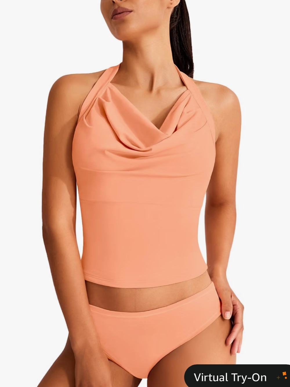 Women Cowl Neck Halter Workout Top M